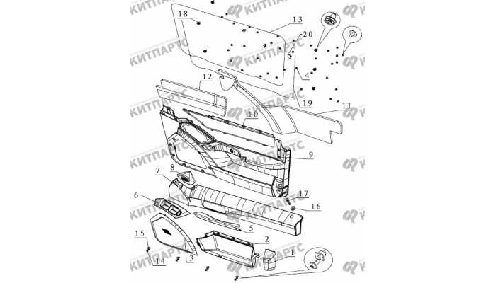 Компоненты обивки двери передней правой Geely Otaka (CK)